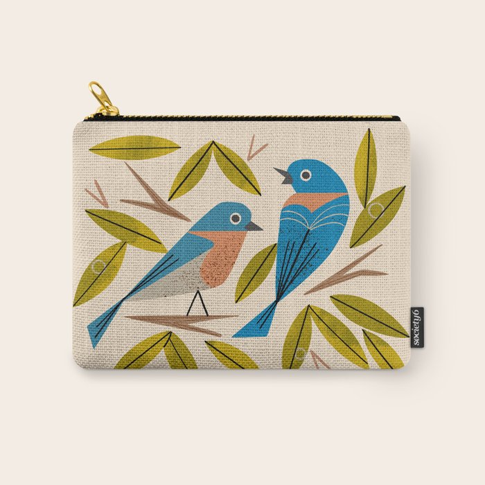Midcentury Bluebird Pair Carry All Pouch Gallery Image 1
