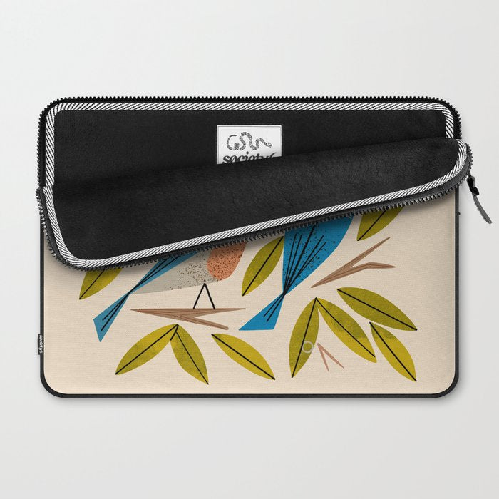 Midcentury Bluebird Pair Laptop Sleeve Gallery Image 2