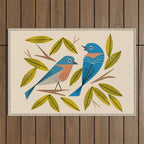 Midcentury Bluebird Pair Outdoor Rug Gallery Image 1