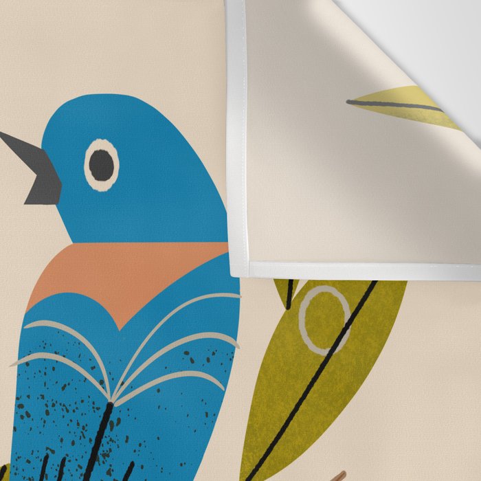 Midcentury Bluebird Pair Wall Tapestry Gallery Image 3