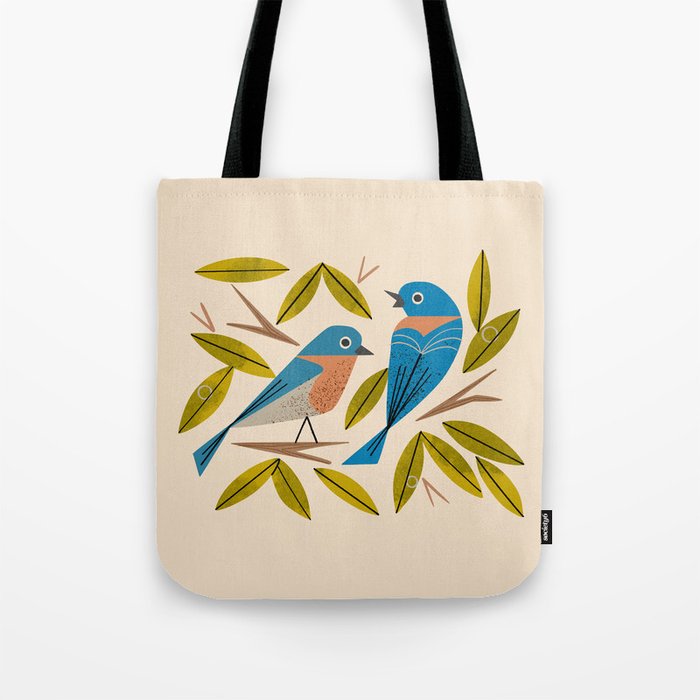 Midcentury Bluebird Pair Tote Bag Gallery Image 1