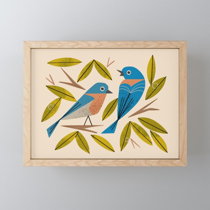 Midcentury Bluebird Pair Mini Art Print Gallery Image 1