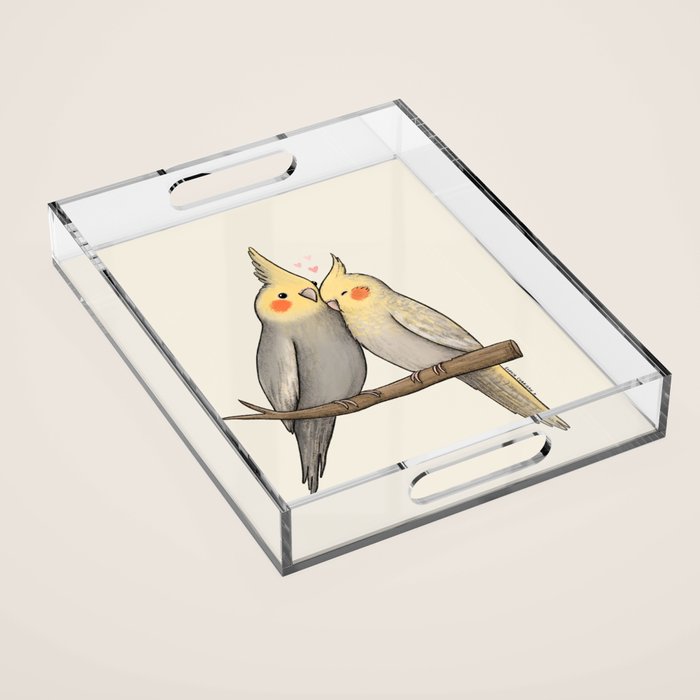 Cockatiel Cuddle Acrylic Tray Gallery Image 1