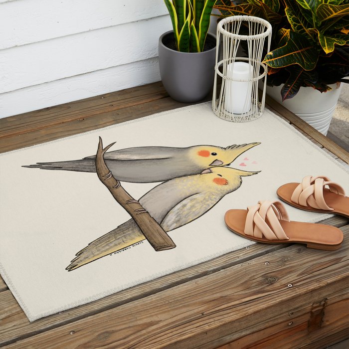 Cockatiel Cuddle Outdoor Rug Gallery Image 2