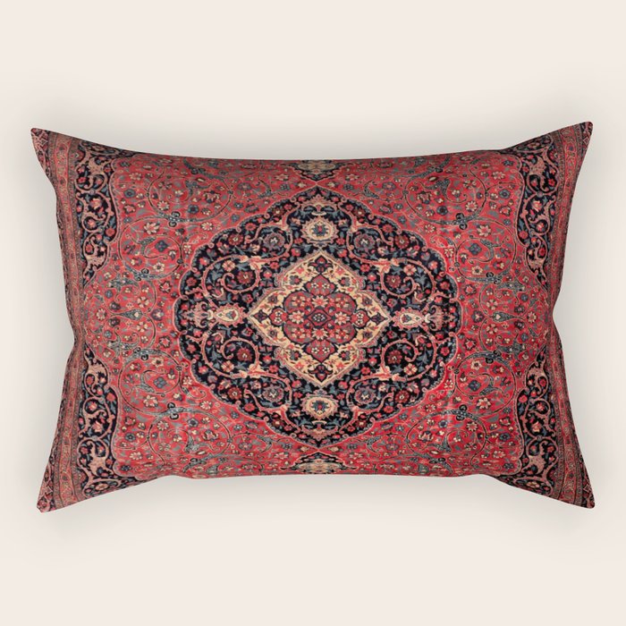 Antique Persian Rust Red Tabriz Rug Rectangular Pillow Gallery Image 2