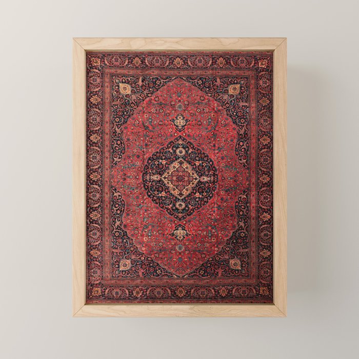 Antique Persian Rust Red Tabriz Rug Mini Art Print Gallery Image 1