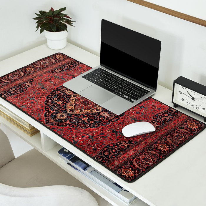 Antique Persian Rust Red Tabriz Rug Desk Mat Gallery Image 2
