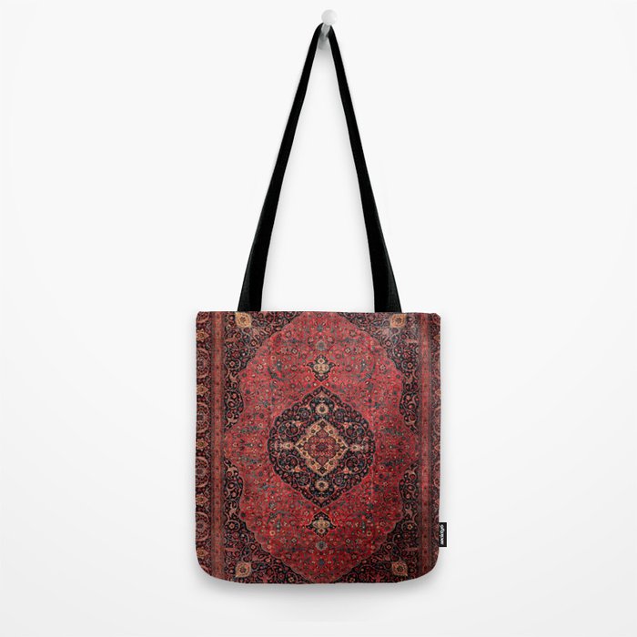 Antique Persian Rust Red Tabriz Rug Tote Bag Gallery Image 2