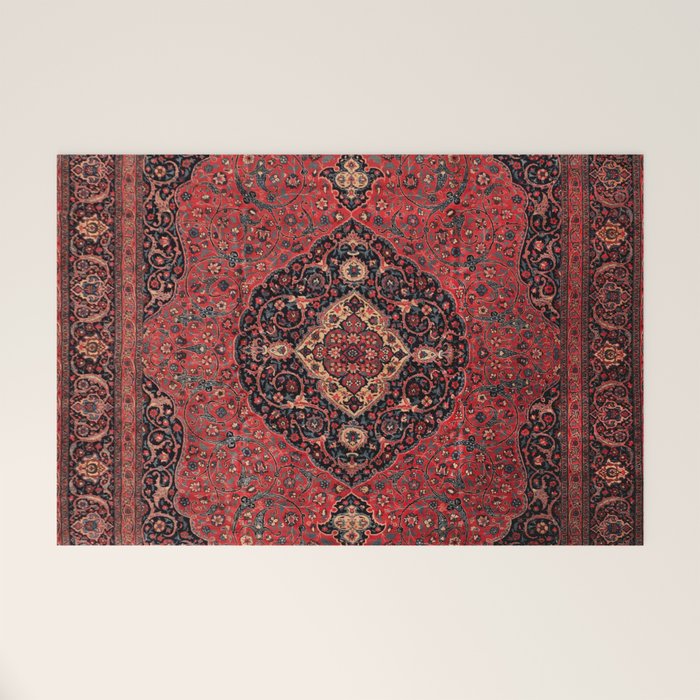 Antique Persian Rust Red Tabriz Rug Welcome Mat Gallery Image 1