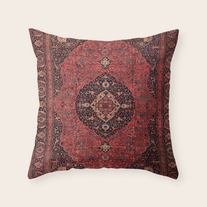 Antique Persian Rust Red Tabriz Rug Throw Pillow Gallery Image 6