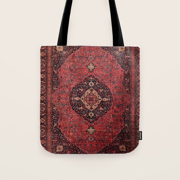 Antique Persian Rust Red Tabriz Rug Tote Bag Gallery Image 1
