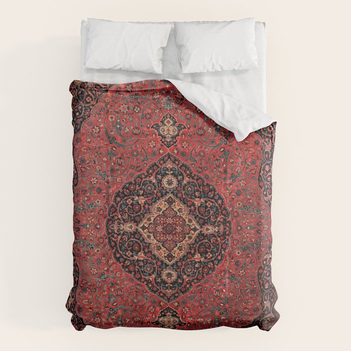 Antique Persian Rust Red Tabriz Rug Duvet Cover Gallery Image 6