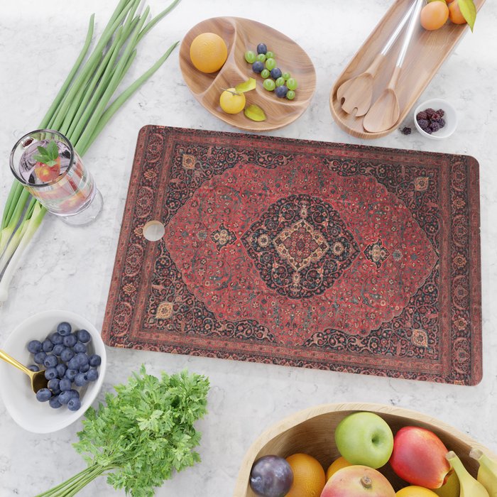 Antique Persian Rust Red Tabriz Rug Cutting Board Gallery Image 2