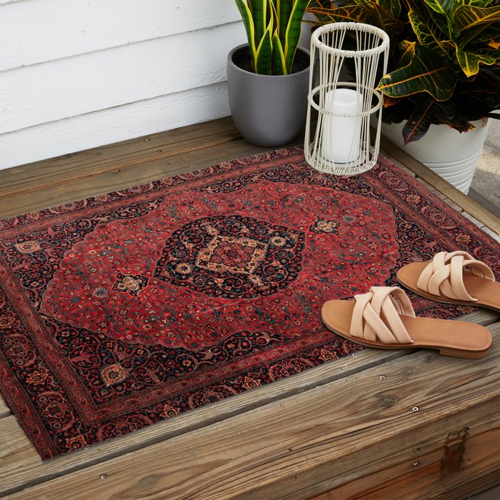 Antique Persian Rust Red Tabriz Rug Outdoor Rug Gallery Image 2