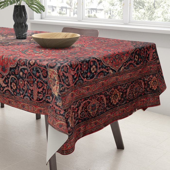 Antique Persian Rust Red Tabriz Rug Tablecloth Gallery Image 3