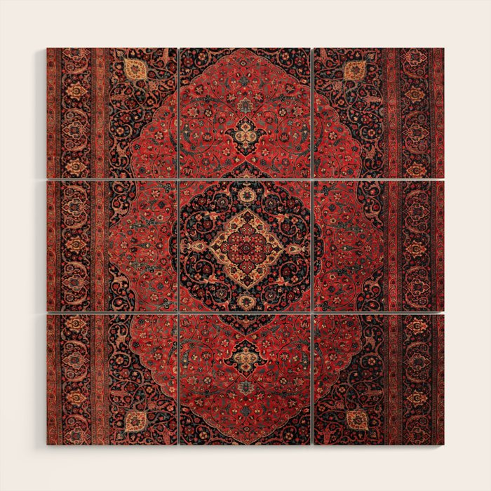 Antique Persian Rust Red Tabriz Rug Wood Wall Art Gallery Image 1