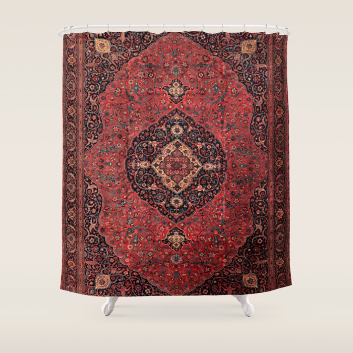 Antique Persian Rust Red Tabriz Rug Shower Curtain Gallery Image 1