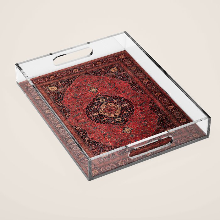 Antique Persian Rust Red Tabriz Rug Acrylic Tray Gallery Image 1