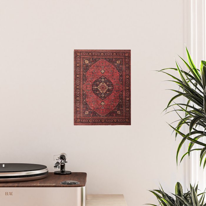 Antique Persian Rust Red Tabriz Rug Poster Gallery Image 2