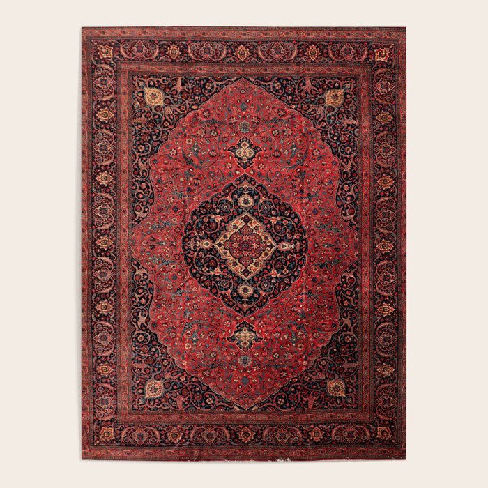 Antique Persian Rust Red Tabriz Rug Poster Gallery Image 1
