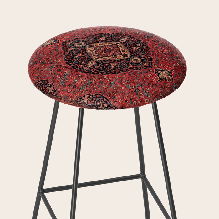 Antique Persian Rust Red Tabriz Rug Stool Gallery Image 2