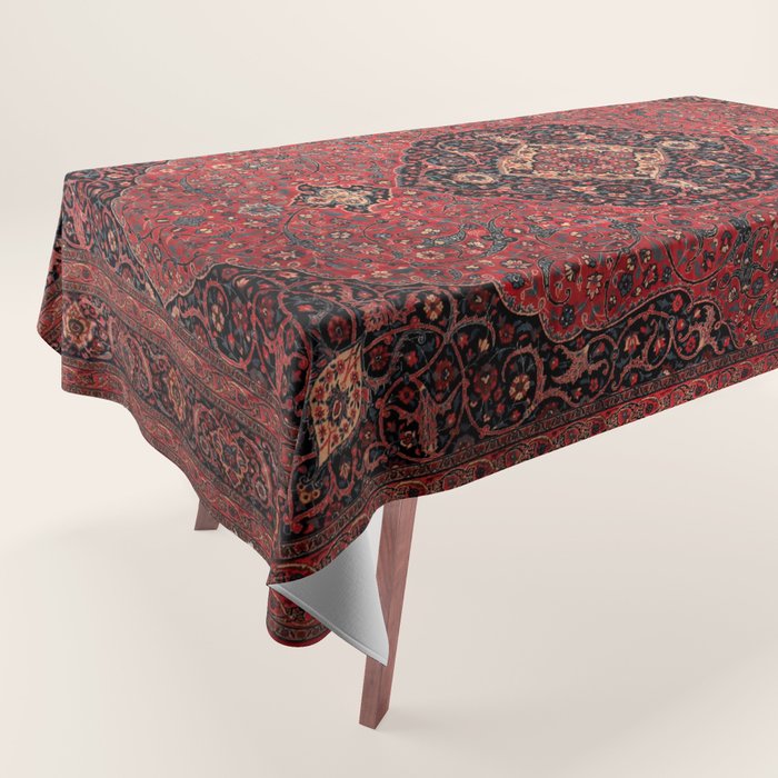 Antique Persian Rust Red Tabriz Rug Tablecloth Gallery Image 1
