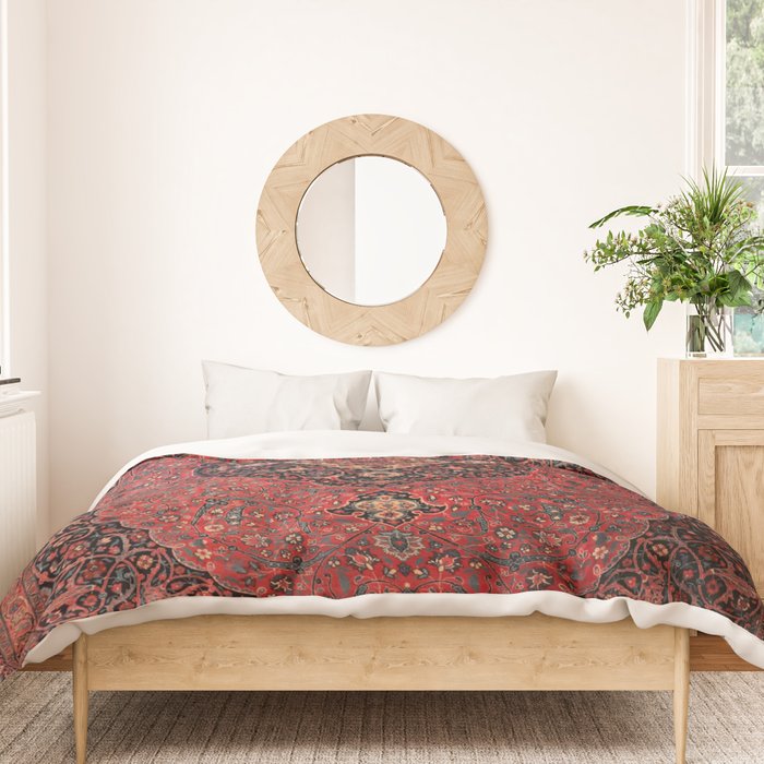 Antique Persian Rust Red Tabriz Rug Duvet Cover Gallery Image 3