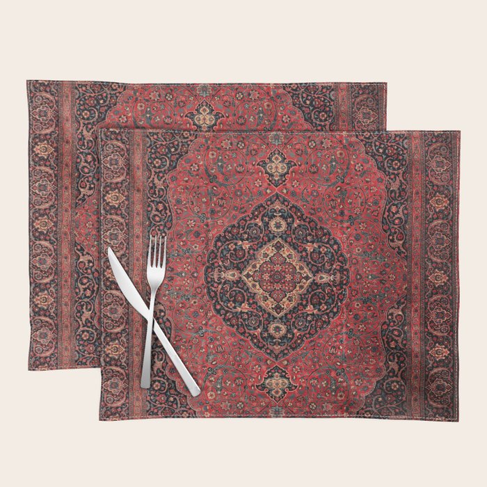 Antique Persian Rust Red Tabriz Rug Placemat Gallery Image 1