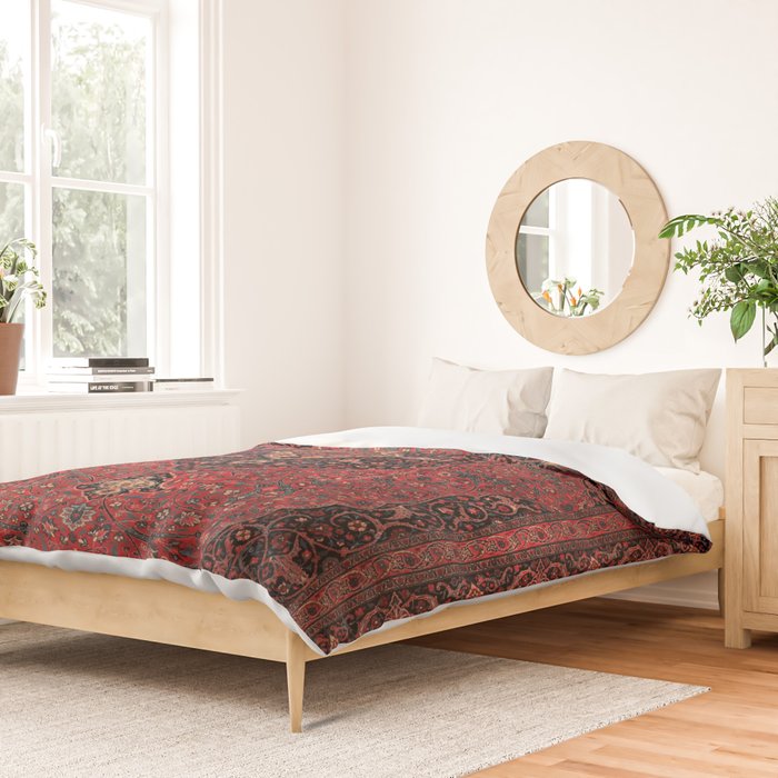 Antique Persian Rust Red Tabriz Rug Duvet Cover Gallery Image 2