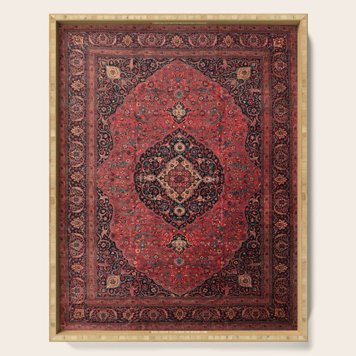 Antique Persian Rust Red Tabriz Rug Serving Tray Gallery Image 1