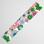 Retro Garden Flowers 60s 70s Floral Pattern Pink Blue Green White Table Runner Gallery Image 3