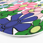 Retro Garden Flowers 60s 70s Floral Pattern Pink Blue Green White Bath Mat Gallery Image 3