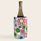 Retro Garden Flowers 60s 70s Floral Pattern Pink Blue Green White Wine Chiller Gallery Image 3