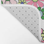 Retro Garden Flowers 60s 70s Floral Pattern Pink Blue Green White Bath Mat Gallery Image 2