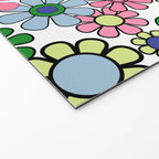 Retro Garden Flowers 60s 70s Floral Pattern Pink Blue Green White Welcome Mat Gallery Image 2