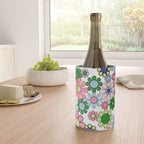 Retro Garden Flowers 60s 70s Floral Pattern Pink Blue Green White Wine Chiller Gallery Image 4