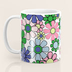 Retro Garden Flowers 60s 70s Floral Pattern Pink Blue Green White Coffee Mug Gallery Image 3