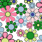 Retro Garden Flowers 60s 70s Floral Pattern Pink Blue Green White Coffee Mug Gallery Image 2