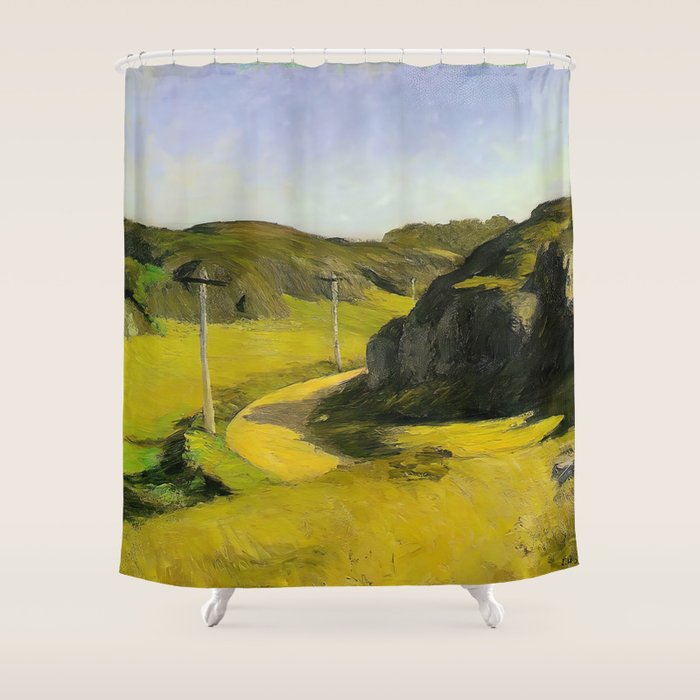 Road in Maine Painting by Edward Hopper Shower Curtain Gallery Image 1