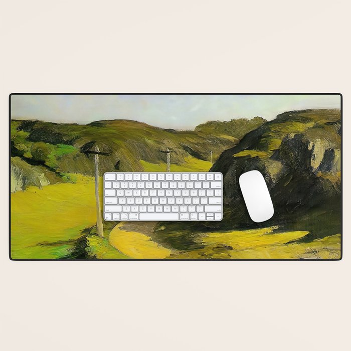 Road in Maine Painting by Edward Hopper Desk Mat Gallery Image 1