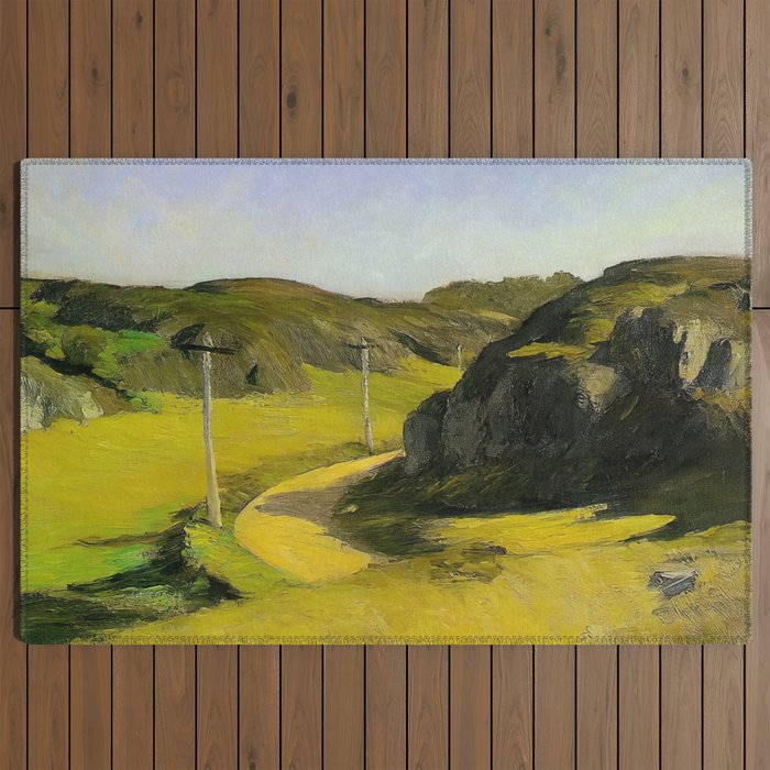 Road in Maine Painting by Edward Hopper Outdoor Rug Gallery Image 2