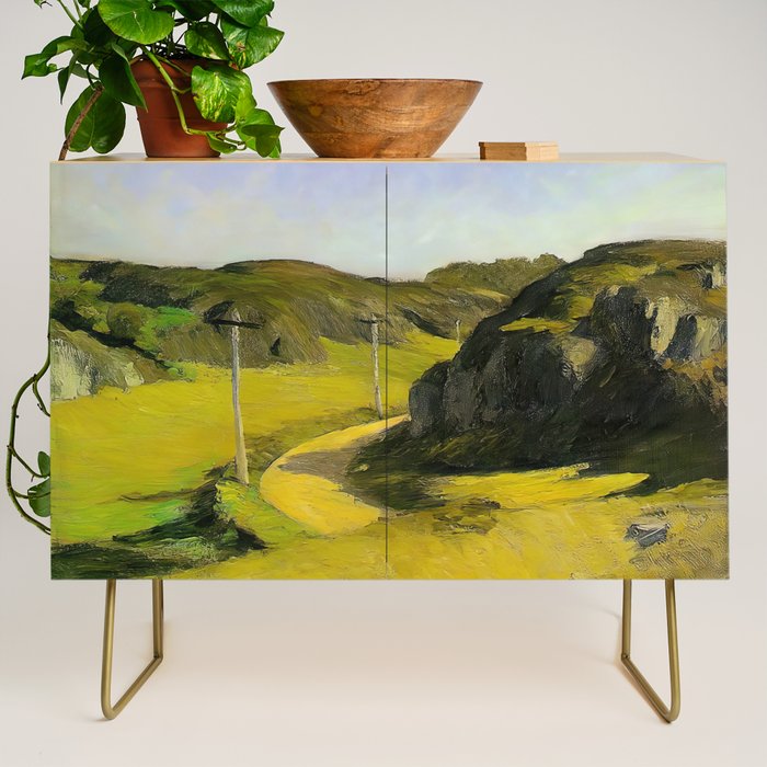 Road in Maine Painting by Edward Hopper Credenza Gallery Image 1