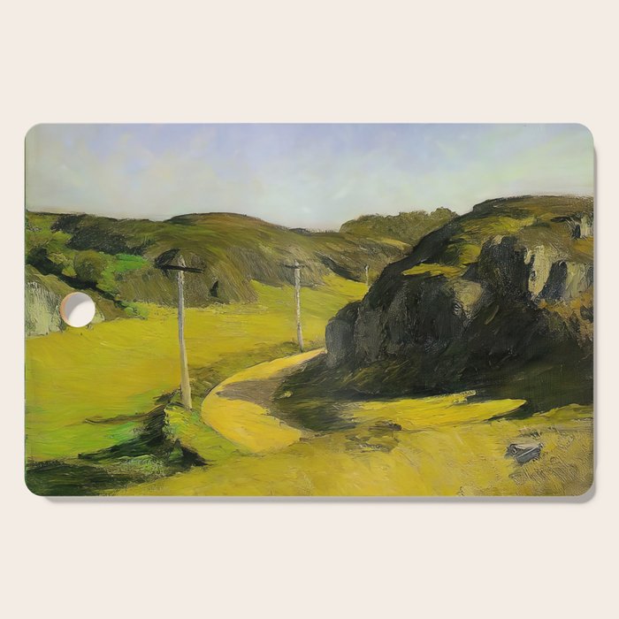 Road in Maine Painting by Edward Hopper Cutting Board Gallery Image 1