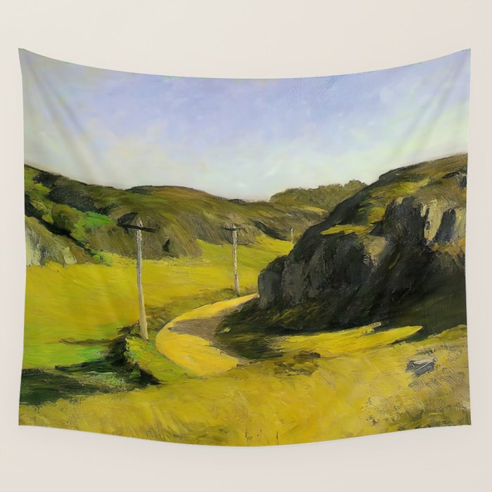Road in Maine Painting by Edward Hopper Wall Tapestry Gallery Image 1