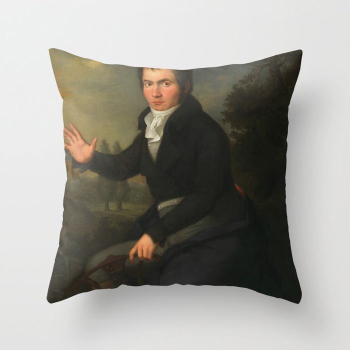 Beethoven by Josef Willibrord Mähler circa 1804-1805 Throw Pillow Gallery Image 1