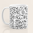 Abstract black and white line doodle pattern Coffee Mug Gallery Image 3
