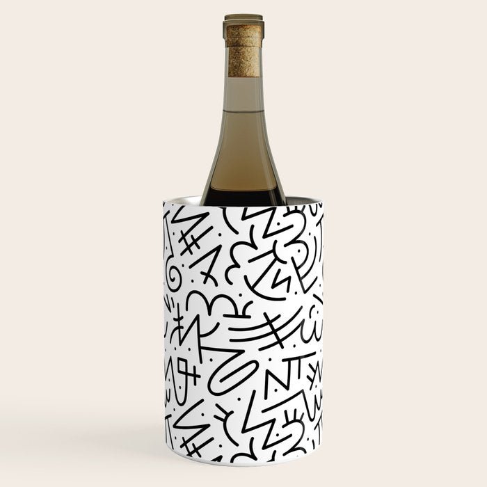 Abstract black and white line doodle pattern Wine Chiller Gallery Image 1