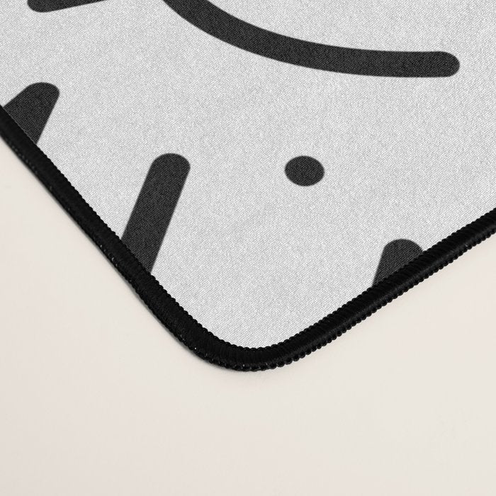 Abstract black and white line doodle pattern Desk Mat Gallery Image 4