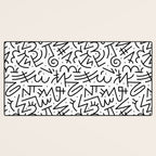 Abstract black and white line doodle pattern Desk Mat Gallery Image 3