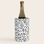 Abstract black and white line doodle pattern Wine Chiller Gallery Image 3
